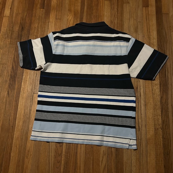 Vintage Southpole Polo Shirt Mens L Blue/Black/White Striped Hip Hop Urban Y2K - Picture 6 of 6